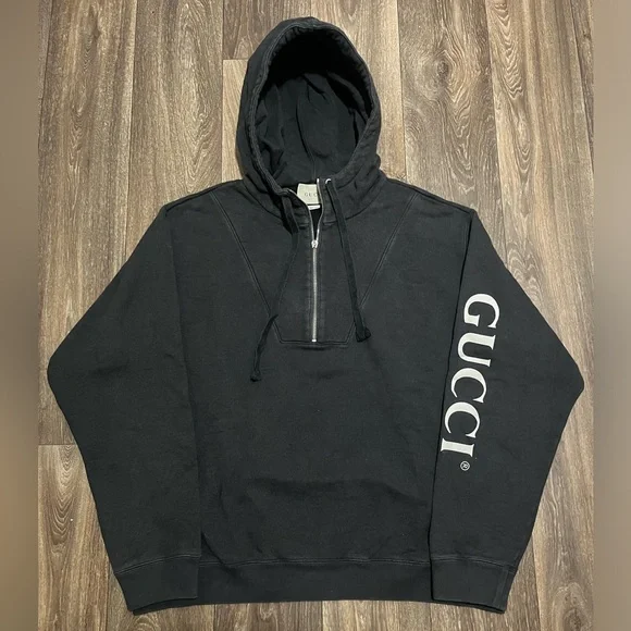 Gucci Print Half Zip Pullover Hoodie - Picture 1 of 8